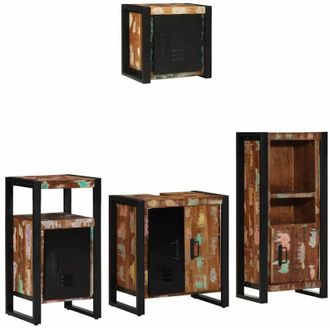 vidaXL Juego De Muebles De Ba&ntilde;o 4 Pcs Madera S&oacute;lida Recuperada Vidaxl