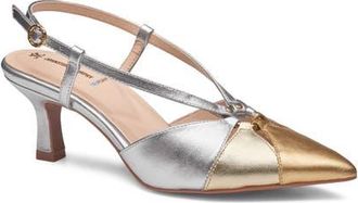 Johnston & Murphy Lindsey Ring Slingback Pump in Gold Multi Metallic Sheepskin at Nordstrom, Size 6.5