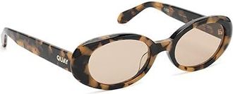 Quay Felt Cute Fashion Sunglasses Pebble Tort/Brown, Acetate/Plastic