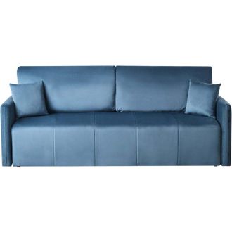 Beliani Divano letto a 3 posti in velluto con cuscini decorativi blu Egge
