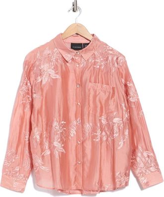 Forgotten Grace Embroidered Button-Up Shirt in Rose Tan at Nordstrom Rack, Size 1 X