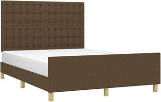 vidaXL Cama Sin Colch&oacute;n Tela Marr&oacute;n Oscuro 140x190 Cm Vidaxl