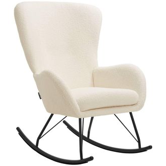 TecTake Rocking Chair Swing - Armchair Steel Runners, Thick Padding in Cream