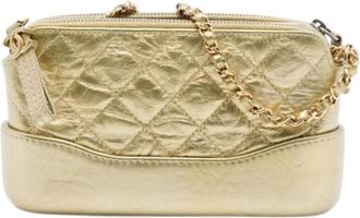 Chanel Pre-owned Quilted Metallic Calf Crossbody Bag - Dames - Vintage Schoudertas - Geel - ONE Size - Leer - Vintage