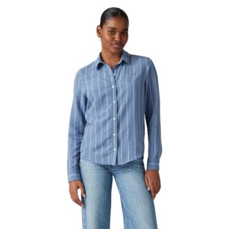 Levi's Damesoverhemd met kraag, strepen en lange mouwen, in reguliere pasvorm (Blauw)