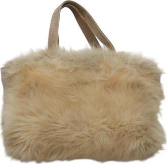 Burberry Blue Label Beige Faux Fur Handbag (Pre-Owned)