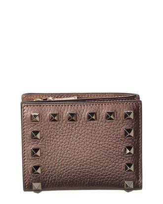 Valentino Rockstud Grainy Leather Card Case