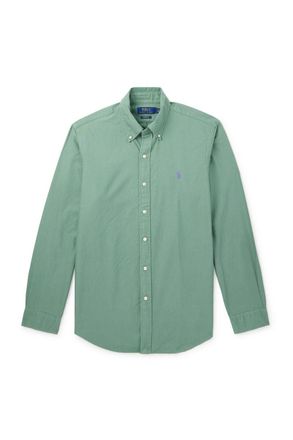 Polo Ralph Lauren Slim-Fit Button-Down Collar Logo-Embroidered Cotton-Piqué Shirt