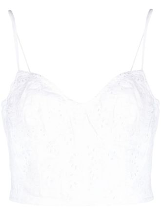 Polo Ralph Lauren broderie-anglaise linen crop top - women - Linen/Flax/Polyester - 6 - White