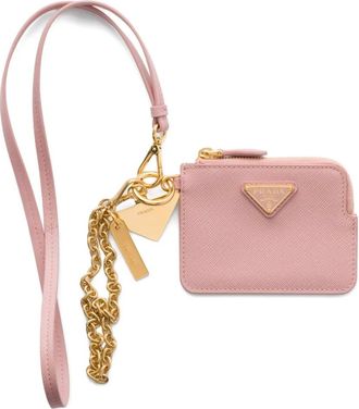 Prada Portacarte in pelle con placca logo - Rosa