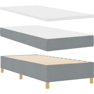 vidaXL Box Spring Bed with Mattress Light Grey 90 x 200 cm Fabric vidaXL