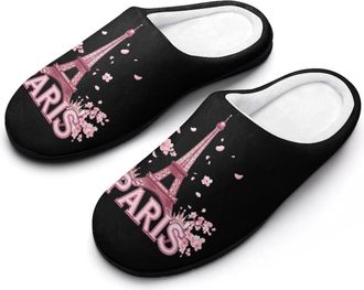 Generic Paris Eiffel Tower Womens Slippers Warm House Slippers Indoor House Shoes with Anti-Skid Rubber Sole