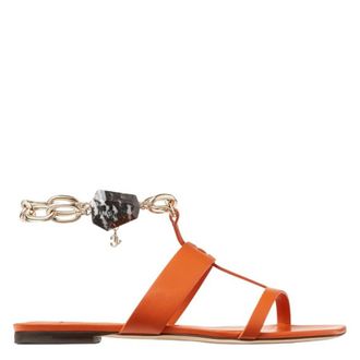 Jimmy Choo London Reed Leather Flat Sandals