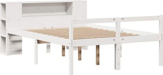 vidaXL Cama Con Estanter&iacute;a Sin Colch&oacute;n Madera Maciza Blanca 120x190 Cm Vidaxl