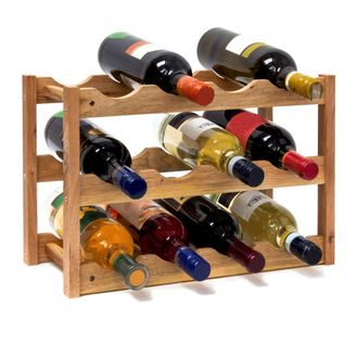 OEM Botellero Horizontal De Madera Con 3 Niveles De 4 Botellas Cada Uno, Con Capacidad Para Hasta 12 Botellas