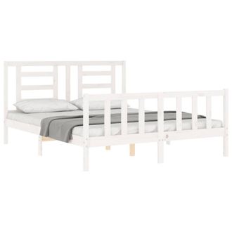Berkfield Home Beautiful Bed Frame with Headboard White 160x200 cm Solid Wood