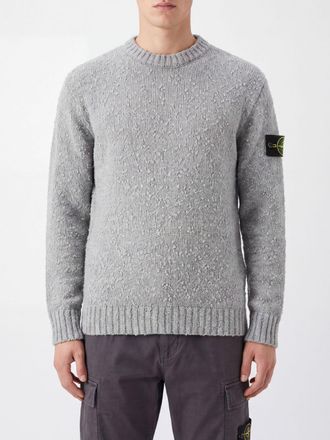 Stone Island Maglia girocollo in misto lana con patch logo Compass
