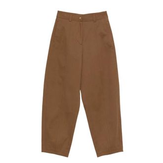 Moncler Dames, Broeken, Bruin, Maat: M Gabardine