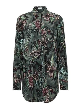 Paco Rabanne Oversized Forest Green Silk Shirt