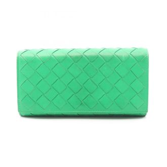 Bottega Veneta Green Leather Long Wallet (Bi-Fold) (Pre-Owned)
