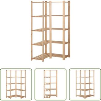 vidaXL Scaffale in legno - Scaffale ad Angolo 5 Livelli 82,5x82,5x170 cm Massello di Pino