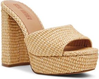 Steve Madden Joel Platform Sandal in Natural Raffia at Nordstrom, Size 10