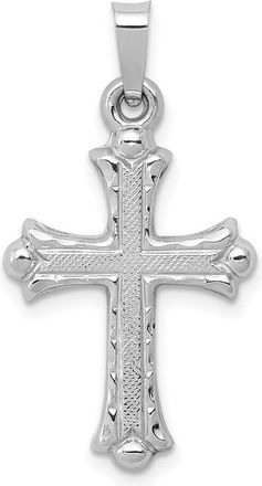 Diamond2Deal 14K White Gold Textured and Polished Fleur de lis Cross Pendant