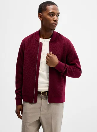 Le 31 Mens Embossed geo zip cardigan