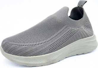 Generic Womens Krush Fly Knit Trainer Memory Foam Comfort Gym Slip On Casual Shoes (Grey, UK Footwear Size System, Adult, Women, Numeric, Medium, 7)