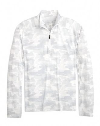 Johnnie-O Mens Galloway Camo Quarter-Zip Pullover In White