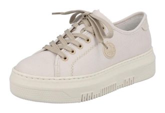 Rieker Plateausneaker RIEKER, Damen, Gr. 42, beige, Textil, Schuhe Plateausneaker, aus Canvas, Freizeitschuh, Halbschuh, Schn&uuml;rschuh