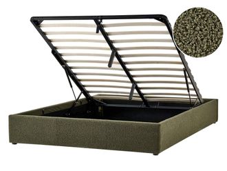 Beliani Cama matrimonial de tejido verde 140x200