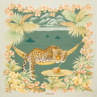 Ferragamo Women Jungle print silk scarf Green
