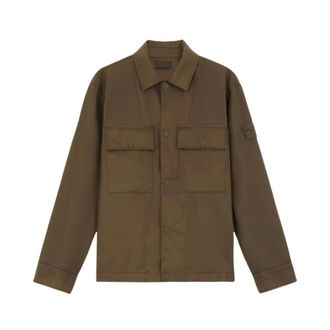 Stone Island Jassen, Heren, Groen, S, Wol, Lichte militaire windjack