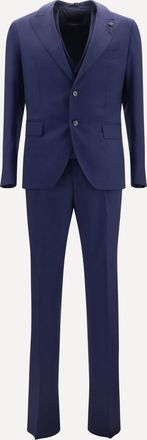 Lardini Wool Suit with double-breasted Jacket and vest Male 50
