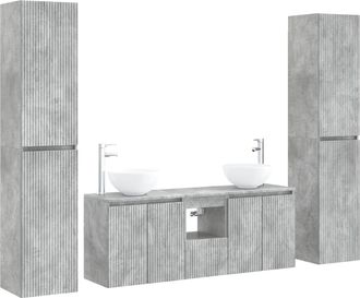 vidaXL Juego De Muebles De Ba&ntilde;o 5 Uds. Gris Hormig&oacute;n Vidaxl