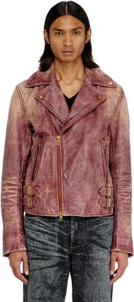 Diesel Biker jacket in treated leather - Leather jackets - Man - Red