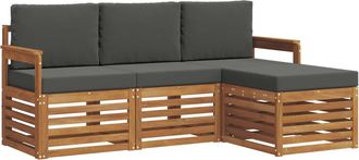 vidaXL Conjunto De Sof&aacute;s De Exterior 4 Uds. Natural Y Antracita Vidaxl