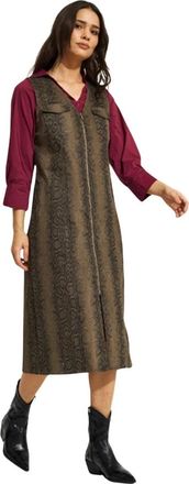 In Front Mary Jane Dress - Dames - Casual kleedjes - Bruin - XL - Katoen - Kleedjes