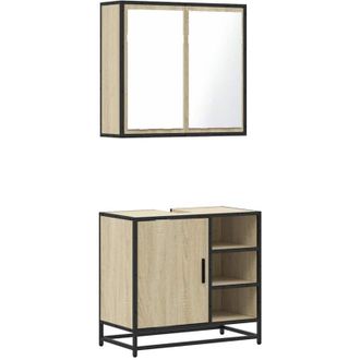 vidaXL Vidaxl - Set De Muebles De Ba&ntilde;o 2 Pzas Madera Contrachapada Roble Sonoma