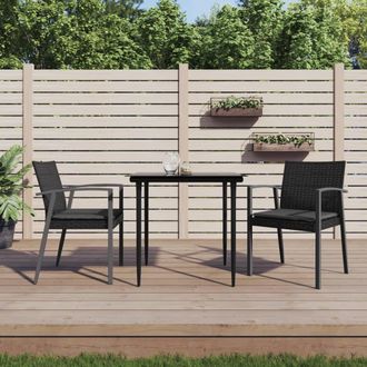 vidaXL Juego Comedor Jard&iacute;n 3 Piezas Y Cojines Rat&aacute;n Sint&eacute;tico Y Acero Vidaxl