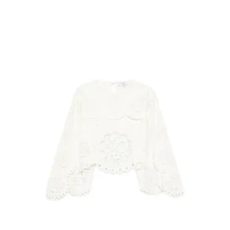 Sea New York Gardener Broderie-anglaise Cape-sleeve Top