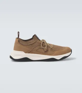 Berluti Shadow leather-trimmed sneakers