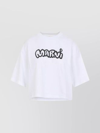 Marni cropped cotton logo t-shirt