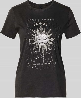 Only Regular Fit T-Shirt aus reiner Baumwolle Modell LUCY in Metallic Black, Gr&ouml;&szlig;e XL