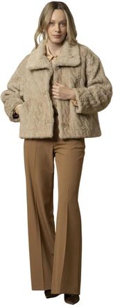 Kocca Stijlvolle gebreide taillelengte jas - Dames - Jassen - Bruin - XS - Jassen