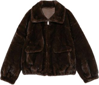 SoSUE Bomber de Piel Sint&eacute;tica - Jackets - Mujer - Marr&oacute;n - L