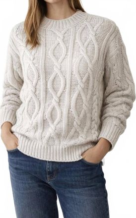 Elan Cable Knit Crewneck Sweater In Grey