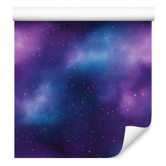 OEM Carta Da Parati Galassia Ad Acquerello Nei Colori Blu, Viola, Indaco E Blu Navy, 50x1000 Cm