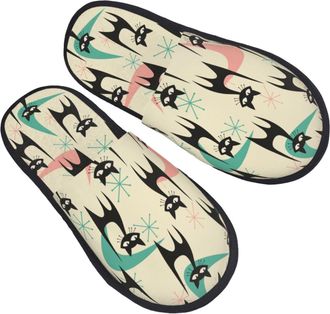 Generic Slippers Mid Century Modern Cats Fluffy Slippers Non Slip Casual Slipper For Party Indoor Bedroom M